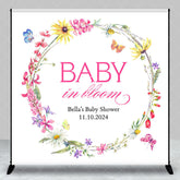 Lofaris Wreath Baby In Bloom Custom Gender Reveal Backdrop